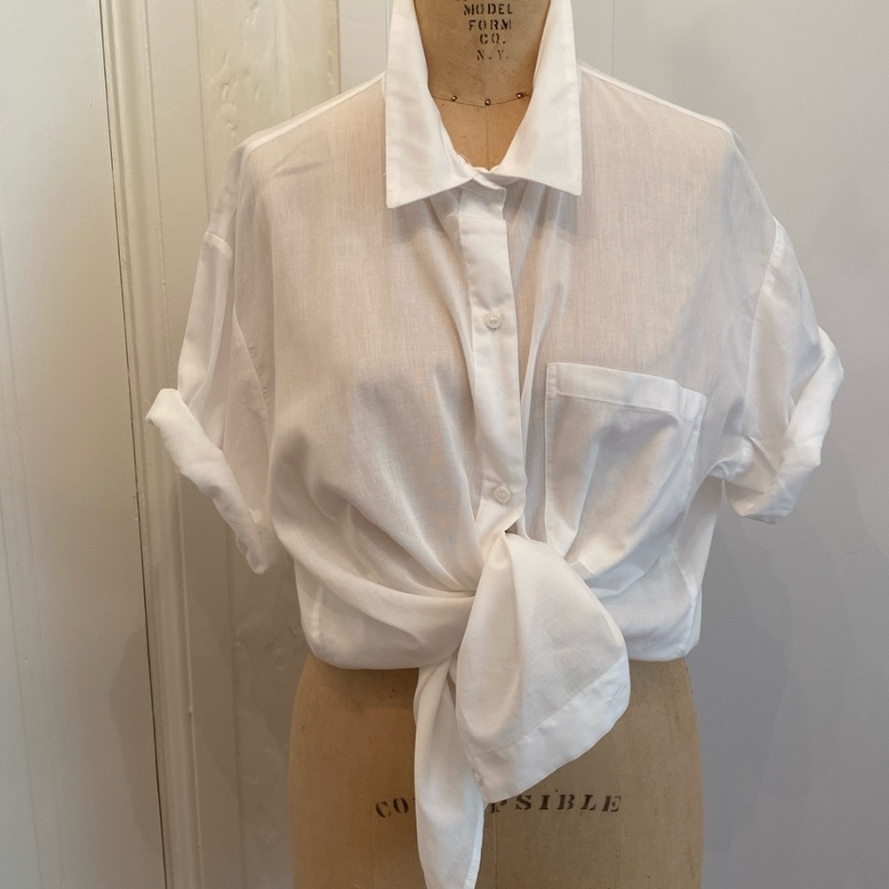 NWOT white short sleeve cotton shirt